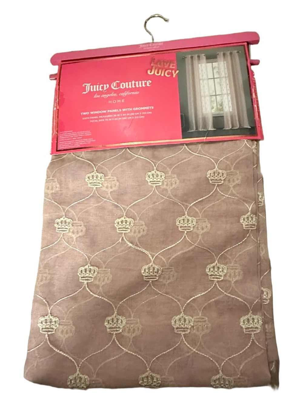 Juicy Couture Blush Crown Embroidered Window Panels (2)